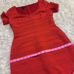 Escada Carmine Red Midi Bodycon Cocktail Dress Holiday Party Size M Photo 3