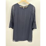 Lulus Blue Printed Long Sleeve Bell Cuff Mini Dress Women's Size Medium M Photo 7