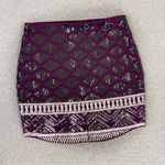 EXPRESS Geometric Diamond Print Sequin Bodycon Mini Skirt Purple Black XS Photo 1
