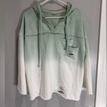 POL  Distressed Ombré Teal Hoodie Pullover Small Oversized Boho Bohemian Hippie M Photo 0