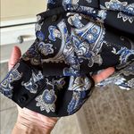 White House | Black Market WHBM black blue paisley Boho western semi sheer button down shirt 8 Photo 4