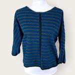 Madewell Top Blue and Gray Striped Back Zip Up Sweater 3/4 Sleeve Size S Photo 6