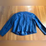 Jessica London Vintage Blue Collarless Leather  Jacket, Size 20W Photo 7