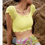 ZARA NWT  Lime Green Crochet Knit Scallop Hem Crop Top Bloggers Fav Photo 1