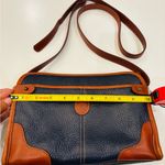 Liz Claiborne Vintage Navy and Brown Leather Bag size Height 7.3” & W 10” Photo 1