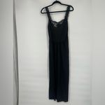 Vintage 1970s Montgomery Ward Elegant Black nylon sheer Lace Trim slip Dress Size M Photo 1