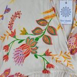 Blue Island Beach Wrap Dress M Cream‎ Red Floral Ruffle Hem Tie Waist New Size M Photo 10