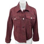 BLANK NYC Rattled Up Maroon Snake Animal Print Long Sleeve Denim Jean Jacket S Photo 0