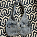 Rue 21  Denim Halter Crop Top – Light Wash, Y2K Vibe Photo 0