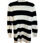 Cyrus  Black & White Striped Waffle Knit Cardigan Photo 1