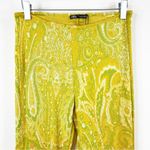 ZARA NWT  Paisley Pull On Flare Pants M Yellow Photo 3
