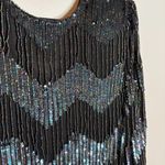 Vintage silk beaded fringe blouse Black Size L Photo 1