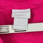 Chico's  Shirt 1 M Hot Pink 100% Linen Tunic Blouse Roll Tab Sleeve Travel Chic Photo 5