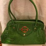 Iman Vegan Crock Cracked Green Shoulder Bag Photo 3