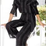 Soft Surroundings Avedon Chiffon Black Metallic Thread Crop Leg Jumpsuit Size S Photo 2