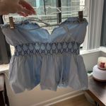 ZARA  Strapless Poplin Blue Top Photo 0