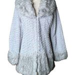 Womens Slonl Gray Faux Fur Textured Faux Fur Coat Shawl Collar Size M Size M Photo 0