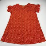 Umgee Tangerine Orange Dalmatian Print A-Line Swing Dress Ruffle Sleeve Size L Photo 5