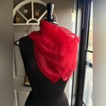 Vintage Vera red chiffon sheer square neck head scarf Photo 3