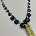 CHAPS Signed  Costume Necklace - Silver Tone / Blue Chain Photo 6