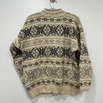 REI Womens Pure Wool Sweater XL Crewneck Beige Nordic Fairisle Knit Vintage Tan Photo 4