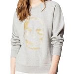 Zadig & Voltaire  Skull Sweatshirt Crew Neck Pullover Metallic Print Gray Small Photo 0