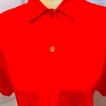 Kenar  tomato red 💯 rayon short sleeve blouse. Shoulder pads. Size Small. Photo 3
