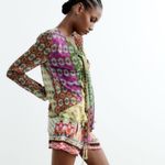 ZARA Boho Patchwork Sheer Pheasant Blouse Size L NEW Photo 5