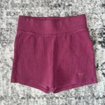 Nike Sportswear Women's Ribbed Hoodie & Shorts Set Mulberry Rose Photo 4