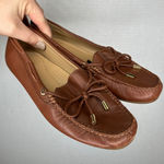 Michael Kors Women Brown Leather Bow Detail Driving Moccasin Flats Shoes 8.5M Photo 0