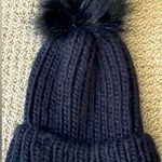 Ladies Knit Beanie in Black with Top Fluff Photo 2