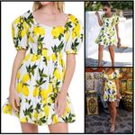 English Factory Lemon Puff Sleeve Mini Dress Photo 5