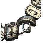 Silver Tone Slide Bracelet Roller Derby Skates Helmet Cassette Fold Over Clasp 7 Photo 1