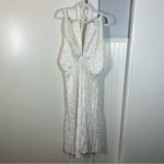 Lulus  Pleating Up White Satin Jacquard Pleated Midi Dress‎ size medium bridal Photo 2