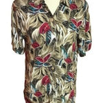 Vtg Bright 90s tropical floral button down shirt Photo 0