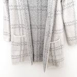 Womens Cardigan Sweater Sz M Gray Plaid Open Front Fuzzy Hooded Cozy Soft Comfy Size M Photo 2