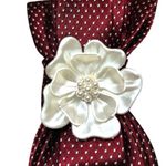 “Dainty Dapper”Elegant Red Polka Dot Necktie necklace with Flower Accent Photo 2