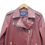 Scoop Faux Leather Moto Jacket Tawny Port Wine Biker Jacket Women’s Size Small Red Photo 7