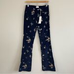 Free People NWT Driftwood Wyatt Velvet Flare Pants Navy Size 28x34 Floral Embroidery Photo 2