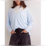 Free People NWT We The Free Nina V-Neck Long-Sleeve Tee ice water light blue - M Photo 3