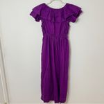 Trina Turk  Out of Office Play Linen Dress Size Small Purple Ruffles Midi Photo 4