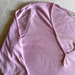 draper's & damon's  Baby Pink Henley Top Lace Trim Sz L Coquette Fairy Y2K Indie Photo 2