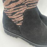 ANDRE ASSOUS Sock Boot Size 7 Sara Black Zebra Print NEW Leather Lug Sole NWOT Photo 2