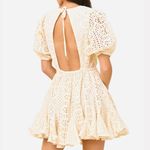 RHODE Molly Dress Buttercream Mini Eyelet Backless Puff Sleeve Size L Photo 2
