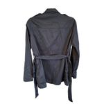 Zara Basic Womens Trench Coat Jacket Belted Gold Buttons Size Medium Blue Photo 1