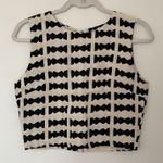 Anthropologie Bel Kazan Linen Sleeveless Bow Print Top Chic Minimalist Sz XS Black Photo 0