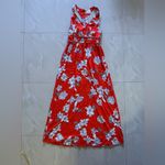 Japna  red floral maxi dress  small area at back and bottom elastic wais  long L Photo 10