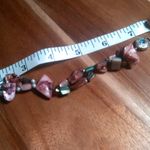 Purple Shell Pearl and Blue Crystal Heart Design Bracelet (7 Inch) Photo 7