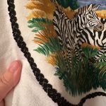 White Cowl Neck Vintage Sweatshirt with Colorful Nature Design Size M Photo 2