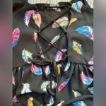 Xhilaration Black Feather Spaghetti Strap Corset Lacing Mini Sun Dress - Medium Photo 7